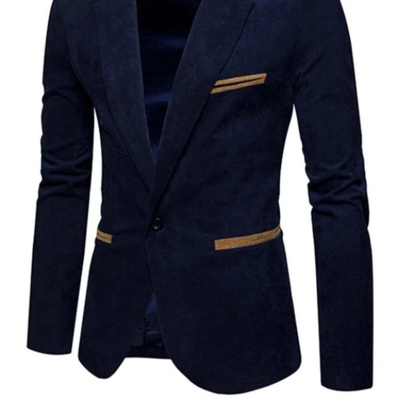 Blue Mens Corduroy Blazer - Picture 6 of 6